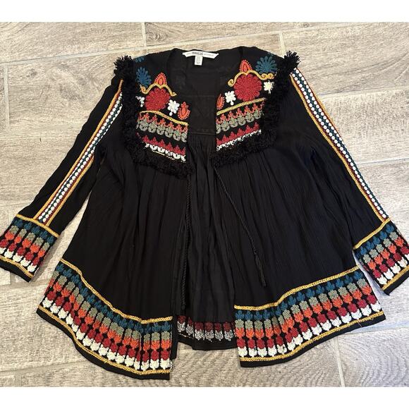 Zara Trafaluc Jacket Women's M Floral Embroidery Colorful Boho Style EUC - Picture 2 of 7